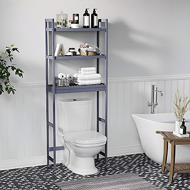 Over-the-toilet Storage, 3-tier Bamboo Bathroom Organizer With Adjustable Shelves