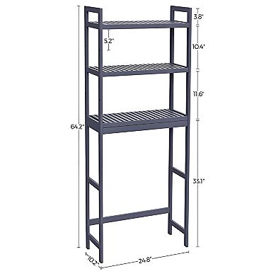 Over-the-toilet Storage, 3-tier Bamboo Bathroom Organizer With Adjustable Shelves