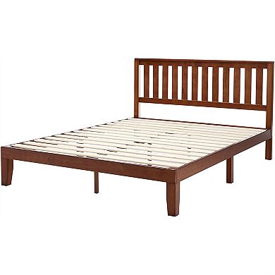 Queen Size Mission Style Solid Wood Platform Bed Frame With Headboard In Espresso Finish