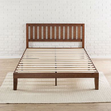 Queen Size Mission Style Solid Wood Platform Bed Frame With Headboard In Espresso Finish
