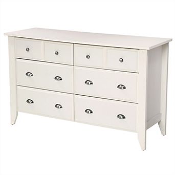 White 6-drawer Dresser Traditional Design