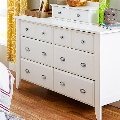 White 6-drawer Dresser Traditional Design