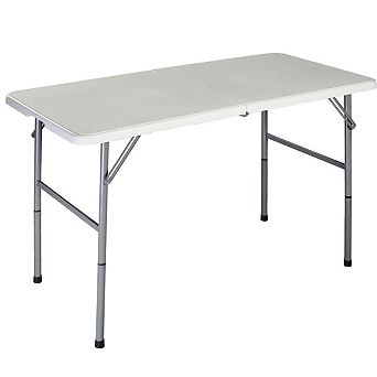 White Hdpe Plastic Heavy Duty Indoor Outdoor Folding Table With Steel Frame