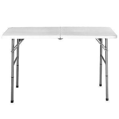 4 Ft Folding Table with HDPE Top Steel Frame Portable Buffet Table for Indoor Outdoor