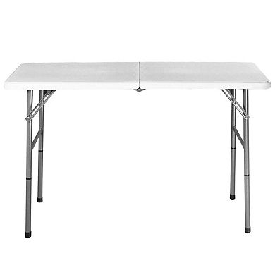 White Hdpe Plastic Heavy Duty Indoor Outdoor Folding Table With Steel Frame