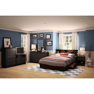 Black 6 Drawer Bedroom Dresser With Nickle Metal Knobs Handles