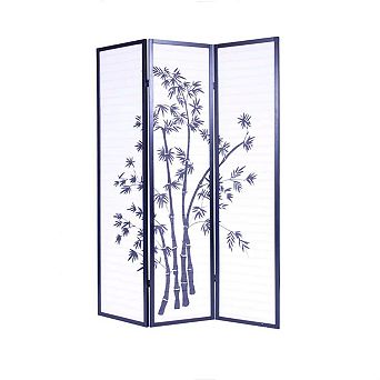 3-panel Asian Shoji Screen Room Divider With Bamboo Print