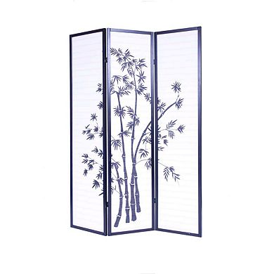 3-panel Asian Shoji Screen Room Divider With Bamboo Print