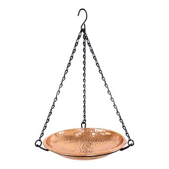Sunnydaze Copper Hand-hammered Hanging Bird Bath Or Bird Feeder With Chain