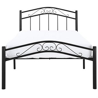 Twin Size Black Metal Platform Bed With Headboard And Footboard
