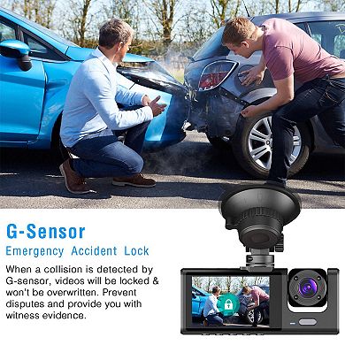 Black, 3-channel Car Dvr 1080p Cameras, Night Vision, G-sensor