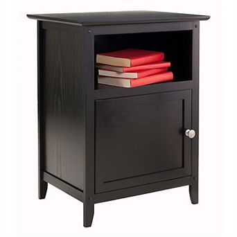 Black Shaker Style End Table Nighstand With Shelf