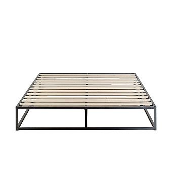 Queen Size Modern 10-inch Low Profile Metal Platform Bed Frame With Wood Slats