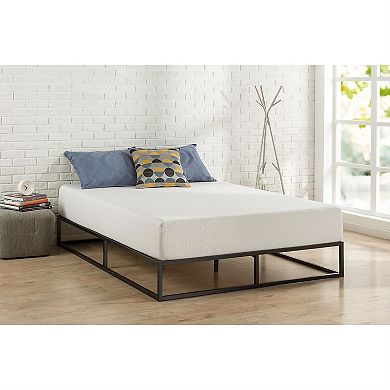 Queen Size Modern 10-inch Low Profile Metal Platform Bed Frame With Wood Slats