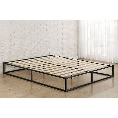 Queen Size Modern 10-inch Low Profile Metal Platform Bed Frame With Wood Slats
