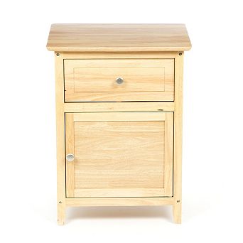 Natural Wood Finish 1-drawer Bedside Table Cabinet Nightstand