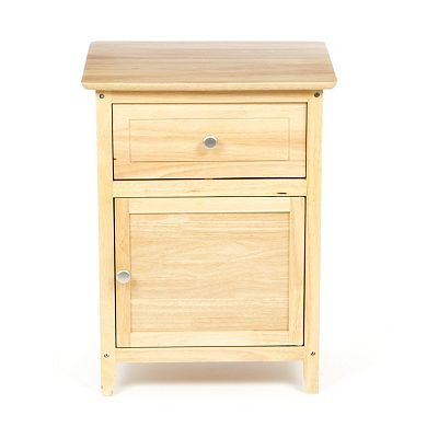 Natural Wood Finish 1-drawer Bedside Table Cabinet Nightstand