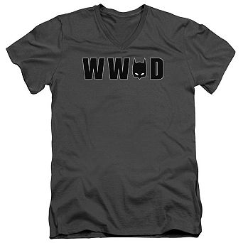 Batman WWBD Mask Short Sleeve Adult V Neck T-Shirt