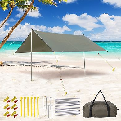 Beach Tent Sun Shelter with UPF50+ Protection with Ground Pegs and 2 Aluminum Poles