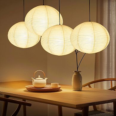 Brightech Jupiter 4-pack Led Pendant Lamp Set - Japanese-inspired Rice Paper Hanging Lights