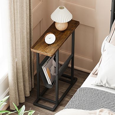 Small Side Table for Small Spaces, Skinny Bedside Table Small Nightstand Bedroom