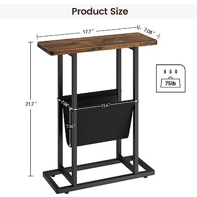 Small Side Table for Small Spaces, Skinny Bedside Table Small Nightstand Bedroom