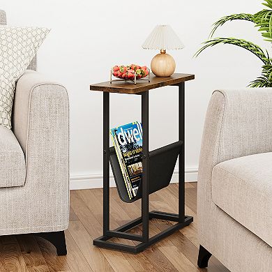 Small Side Table for Small Spaces, Skinny Bedside Table Small Nightstand Bedroom