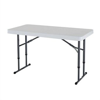 Adjustable Height 4-foot Commercial Folding Table With White Hdpe Top