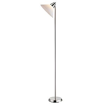 Adjustable Floor Lamp Satin Steel Swivel with White Acrylic Shade for Living Room