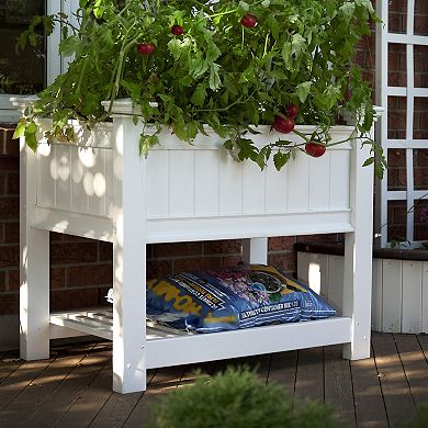 Elevated Planter Raised Grow Bed In White Vinyl