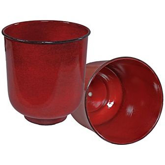 Sunnydaze Vivian Metal Planter - 11 in - Jade Glaze - Set of 2