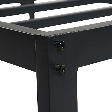 Twin Xl Size Heavy Duty Black Metal Platform Bed Frame