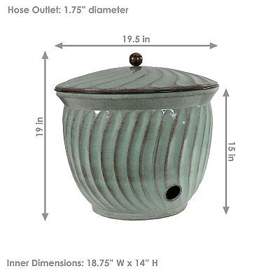 Sunnydaze Decorative Metal Garden Hose Holder with Lid