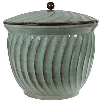 Sunnydaze Decorative Metal Garden Hose Holder with Lid