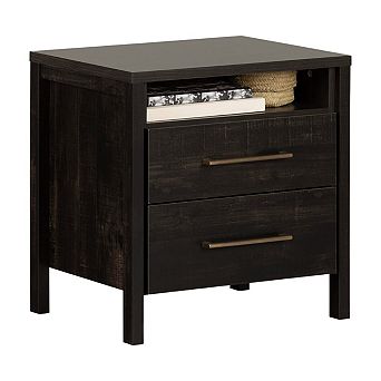 Modern 2 Drawer Nightstand Cubby Storage Shelf