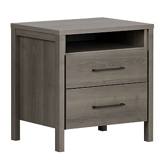 Modern 2 Drawer Nightstand Cubby Storage Shelf