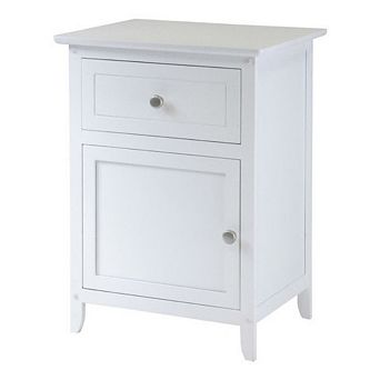 White 1-drawer Bedroom Bedside Table Cabinet Nightstand End Table
