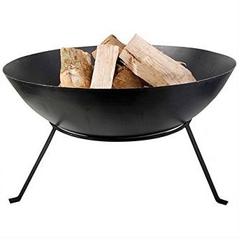 Black Cast Iron 23-inch Outdoor Fire Pit Bowl With Stand