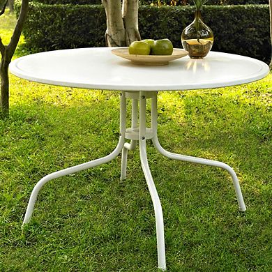 Outdoor Round Metal Dining Table with Powder-Coated Steel for Patio or Garden, 40 inches