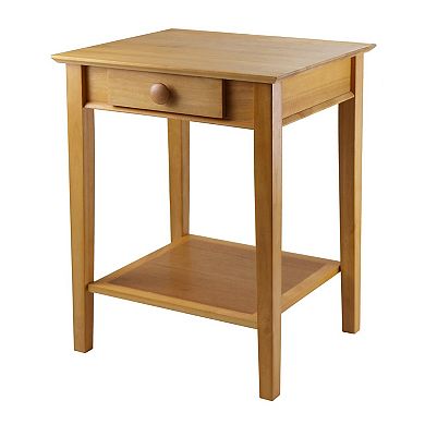 Modular Wooden Printer Stand With Drawer And Bottom Shelf In Honey