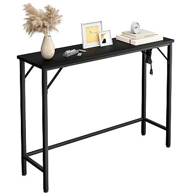 Console Table with Power Outlet,Sturdy Hallway Table for Small Spaces
