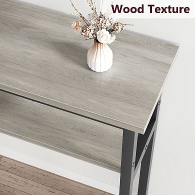 5.9" Narrow Sofa Table, 2 Tier Skinny Console Table with Adjustable Shelf