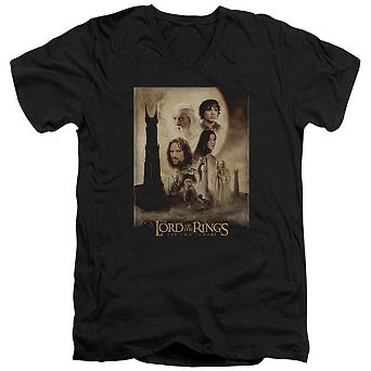 Lord Of The Rings Two Towers Poster Short Sleeve Adult V Neck T-shirt