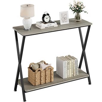 Console Table, 33.5” Industrial Entryway Table with Shelf