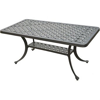 Solid Cast Aluminum 21 X 42 Inch Outdoor Patio Dining Cocktail Table - Charcoal