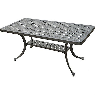 Rectangular Outdoor Patio Dining Cocktail Table Cast Aluminum, 42 x 21 Inch, Charcoal