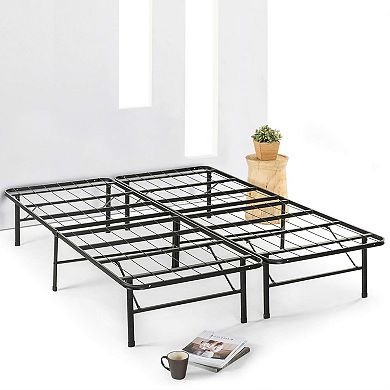 Queen Size Folding Sturdy Metal Platform Bed Frame With Storage Space