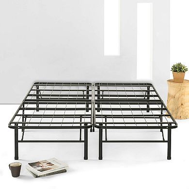 Queen Size Folding Sturdy Metal Platform Bed Frame With Storage Space