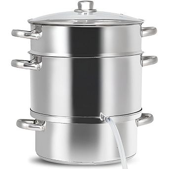 Stainless Steel 3-Pot Juicer and Steamer 11-qt Set for Steaming and Extracting Juice Silver