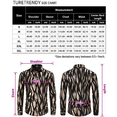 Mens Disco Shirt Metallic Sequins Shiny Long Sleeve